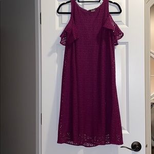 Taylor Dark purple/plum eyelet cold shoulder dress